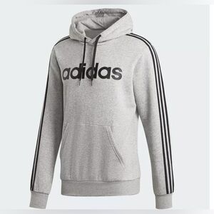Adidas Men's Essentials 3-Stripes Pullover Hoodie - Gray Size XL